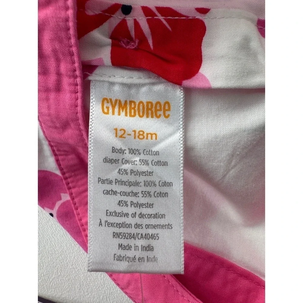 NWT The Children's Place Floral Dress Kids 12-18M Pink White‎ Poppy Bow Cotton